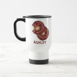 Mug De Voyage Donut au chocolat double personnalisé avec arrosag
