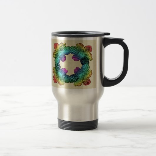 Mug De Voyage Doodle à fleurs arc-en-ciel (Droit)