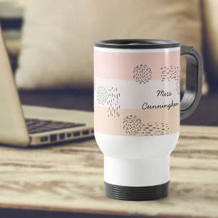Mug De Voyage Doodle Abstrait Bloc de Couleur Abricot Ivoire Jau