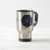 Mug De Voyage Doodle gris Crochet bleu (Devant droit)