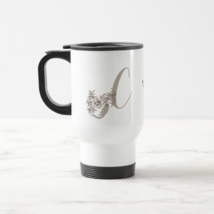 Mug De Voyage Dove Elegant Monogramme Initiale C Personnalisé