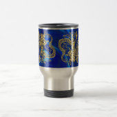Mug De Voyage Dragon d'or embouti sur Blue Satin (Centre)