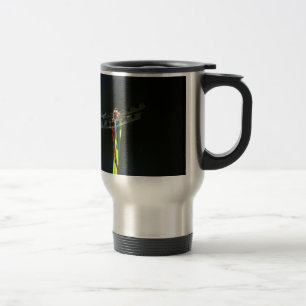 Mug De Voyage Dragonfly bleu et noir sur gazon vert et rouge