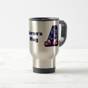 Mug De Voyage Drapeau américain dans la lettre "A" et nom Travel