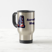 Mug De Voyage Drapeau américain dans la lettre "A" et nom Travel (Devant gauche)