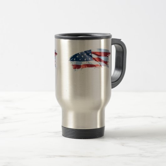 Mug De Voyage Drapeau américain de course patriotique de brosse (Devant droit)