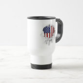 Mug De Voyage Drapeau américain déchiré, déchiré et déchiré (Devant droit)