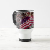 Mug De Voyage Drapeau américain et feux d'artifice (Devant gauche)