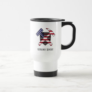 Mug De Voyage Drapeau américain Logo Marteau Croisé "La Géologie