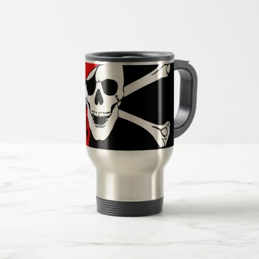 Mug De Voyage Drapeau de crâne de pirate (Devant droit)