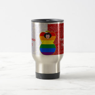 Mug De Voyage Drapeau de la fierté gay ange cheveux noirs rouge 