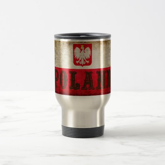 Mug De Voyage Drapeau de la Pologne Grunge (Centre)