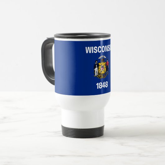 Mug De Voyage Drapeau de l'État du Wisconsin (Devant gauche)