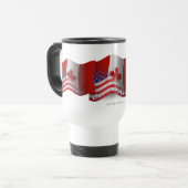 Mug De Voyage Drapeau de ondulation Canadien-Américain (Devant gauche)