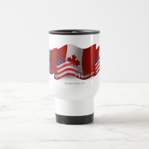 Mug De Voyage Drapeau de ondulation Canadien-Américain
