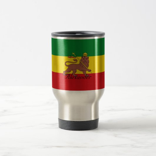 Mug De Voyage Drapeau fait sur commande de Rastafarian de lion (Centre)