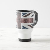 Mug De Voyage Drapeau rustique UK rouge bleu étincelants parties (Devant droit)