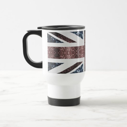 Mug De Voyage Drapeau rustique UK rouge bleu étincelants parties (Gauche)