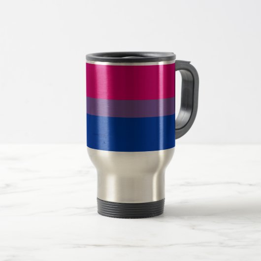 Mug De Voyage Drapeau SlipperyJoe's Bisexual Pride lavande-rose (Devant droit)