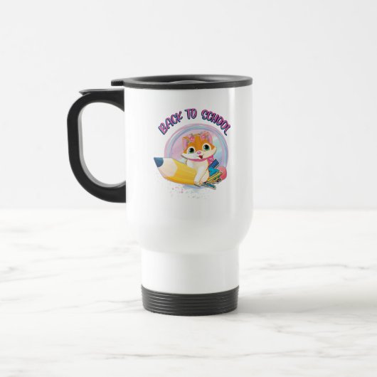 Mug De Voyage Drôle Chat Retour À L'École (Gauche)