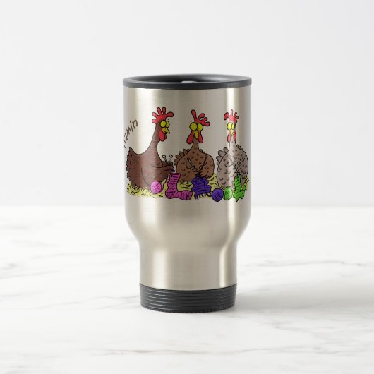 Mug De Voyage Drôle dessin animé de poulets de tricot (Centre)
