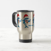 Mug De Voyage Drôle dessin animé de requin de Noël (Devant gauche)