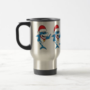 Mug De Voyage Drôle dessin animé de requin de Noël