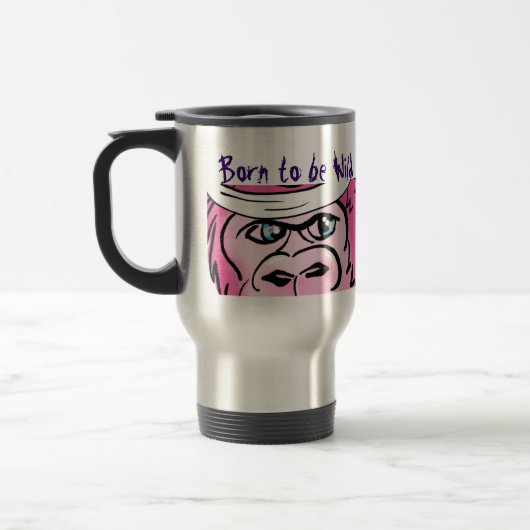 Mug De Voyage Drôle Gorille rose sauvage (Gauche)