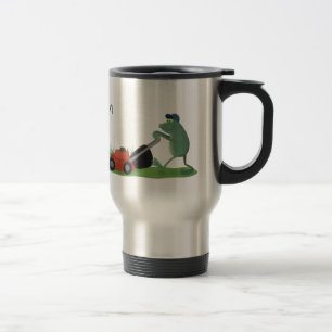 Mug De Voyage Drôle grenouille verte tondre la pelouse dessin
