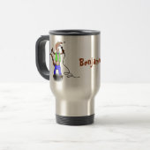 Mug De Voyage Drôle lézard chantant avec bande dessinée de micro (Devant gauche)