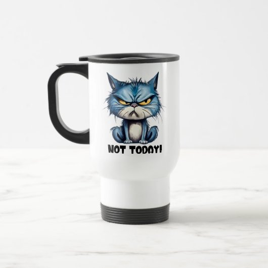 Mug De Voyage Drôle pas aujourd'hui sarcasme de chat (Gauche)