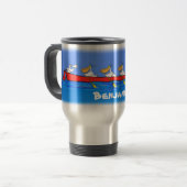 Mug De Voyage Drôle pélicans rameurs dessin animé (Devant gauche)