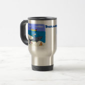 Mug De Voyage Drôle requin couché et dessin animé de pêche (Devant gauche)