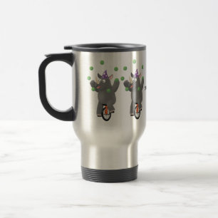 Mug De Voyage Drôle rhinocéros mignon jonglant sur monocycle