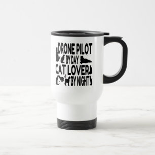Mug De Voyage Drone Pilot aime les chats