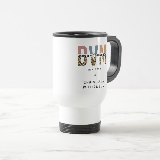 Mug De Voyage DVM personnalisé Docteur en médecine vétérinaire C (Devant droit)