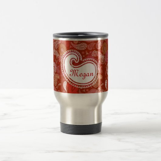 Mug De Voyage Écarlate rouge Paisley (Centre)