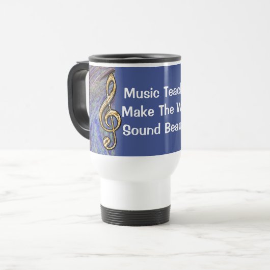 Mug De Voyage École de musique Merci Blue Spiral Swirl (Devant gauche)