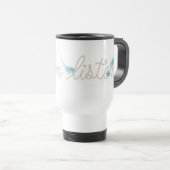 Mug De Voyage ÉCOUTER Corde Texte Avec Fleurs Abstraites Aqua (Devant droit)