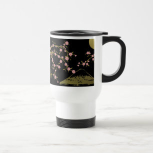 Mug De Voyage Écran Japonais Rose Sakura Or Noir