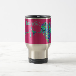 Mug De Voyage EKG coeur médical ligne infirmière médecin rose bl