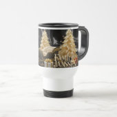 Mug De Voyage Elégance de Noël d'or - Sleigh & Reindeer (Devant droit)