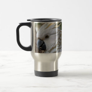 Mug De Voyage Elégance en blanc : Le Cockatoo Aussie Majestic