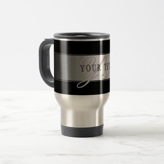 Mug De Voyage Élégant écriture de script de monogramme modifiabl (Devant gauche)