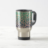 Mug De Voyage Élégant empreinte de léopard or bleu Mint Gradient (Devant droit)