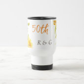 Mug De Voyage Élégant Jaune 50e anniversaire Mariage Monogramme (Centre)