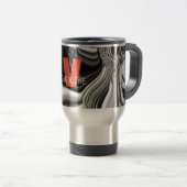 Mug De Voyage Élégant Monogramme Argent Chrome Motif (Devant droit)