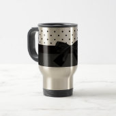 Mug De Voyage Elégant noir, blanc Pois-noir noir Bow (Devant gauche)