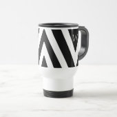 Mug De Voyage Elégant Noir et Blanc rayé Design initial (Devant droit)