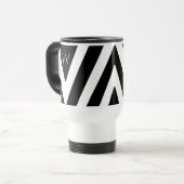 Mug De Voyage Elégant Noir et Blanc rayé Design initial (Devant gauche)